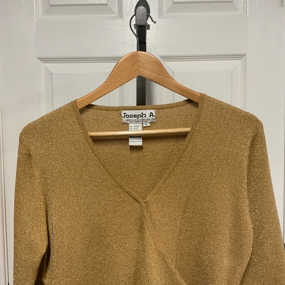 Joseph A. Gold Metallic Wrap-Style Top - Picture 3 of 8